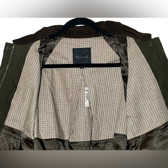 NWT Madewell Waxed Zip-Front Jacket in Trench Green, Corduroy Collar, NW759, M - Picture 12 of 16